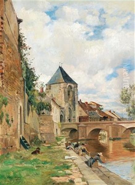 Washerwomen At The River - view 1