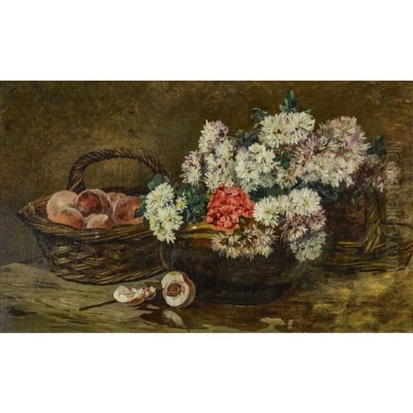 Stillleben Mit Pfirsichen Und Blumen - view 1