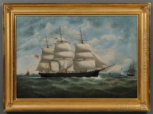 Portrait Of The American Ship Weston Merritt Off Liverpool by William Gay Yorke