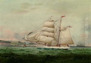 The American Yacht "atalanta" Probably Passing Fort Adams, Newport by William Gay Yorke