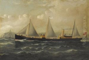 The British Sail/steamer Home Force Departing The English Coast by William Howard Yorke