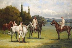 A Portrait Of The Earl Of Harrington, John Reid Walker And William Hall Walker With Their Horses Before A Polo Match