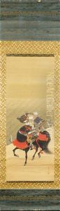 Generals Kajiwara Kagesue And Sasaki Takatsuna In A Battle At The Uji River, 1184 (heike Monogatari, Chapter 9) (pair) by Setsuan Yoshizawa