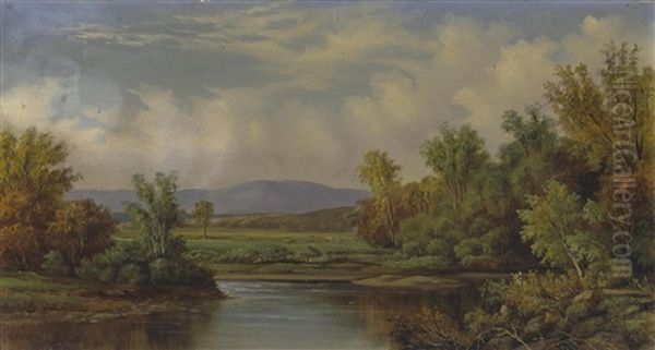 Bend In The River; Fishing Along A Stream (a Pair) - view 1