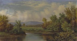 Bend In The River; Fishing Along A Stream (a Pair) by Harvey Otis Young