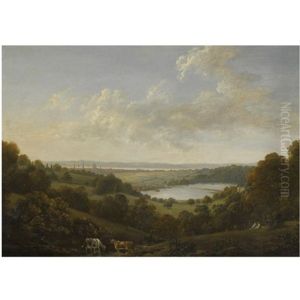 View Of Southampton Across The River Itchen, With Southampton Water Beyond by John Tobias Young