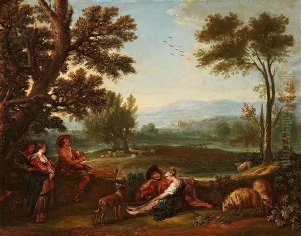 Landscape With Shepherds And A Courtship Scene - view 1