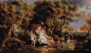 Venus And Adonis by Jan Thomas Van Yperen