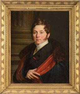 Portrait Du Prince De Craon, Henri Etienne Edmond Victurnien De Beauvau, Portant L"insigne De Chevalier De La Legion D"honneur En Redingote Et Cape A Col De Fourrure