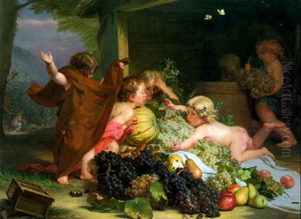Raisins, Papillons, Pommes, Poires Et Citrouilles - view 1