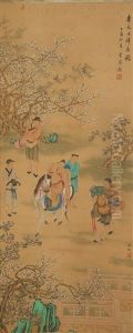Yu Ming: Color And Ink On Silk 'li Bai' Painting by Yu Ming