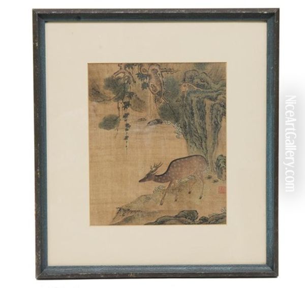 Painting On Silk Of A Deer, 18th Century - view 1