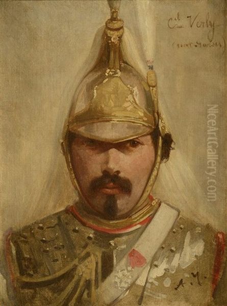 Le Colonel Verly, Commandant L"escadron Des Cent Gardes. Etude Pour Le Tableau De La Bataille De Solferino by Adolphe Yvon