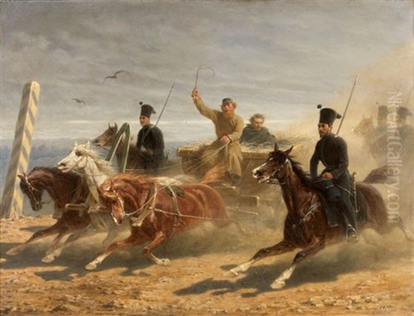 Transport Des Prisonniers Russes Par Des Cosaques - view 1