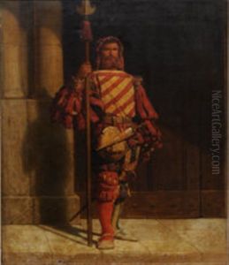 A 16th Century Guard By A Door