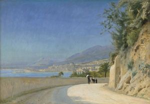 Reitende Damen Vor Der Bucht Von San Remo by Christian Peder Morch Zacho