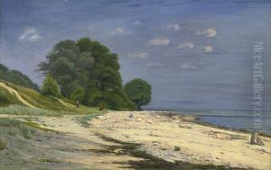 Sommerliche Strandszene In Danemark by Christian Peder Morch Zacho