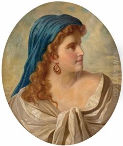 Junge Dame Mit Blauem Kopftuch