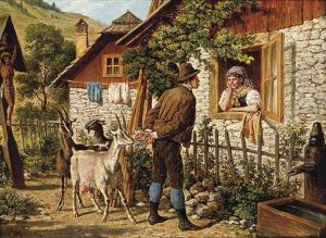 At The Cottage Window by Gustav Zafaurek