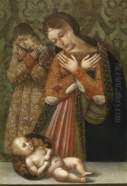 Maria Und Ein Engel In Anbetung Des Kindes - view 1