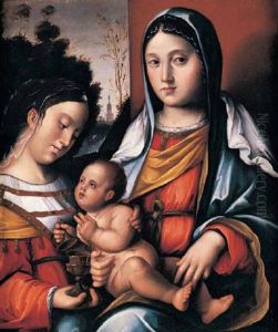 Madonna Con Il Babino E Sant Maria Maddalena by Bernardino di Bosio Zaganelli