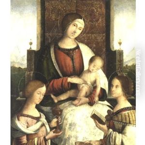 Madonna And Child With Saints Mary Magdalene And Catherine Of Alexandria by Bernardino di Bosio Zaganelli