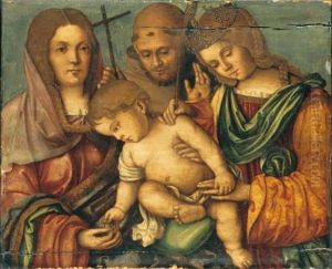 Bambin Gesu Tra Santa Caterina, San Francesco E Santa Elisabetta D'ungheria by Francesco Zaganelli