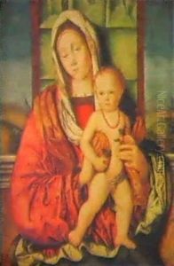 The Madonna And Child Before A Parapet And A Canopy, A      Landscape Beyond
