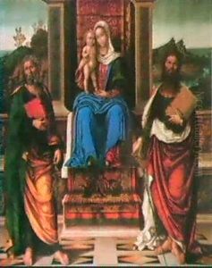The Madonna And Child Enthroned With Saints Peter           And Paul