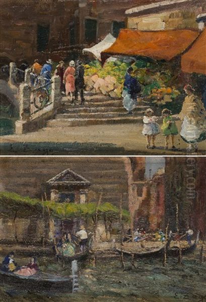 Gondolel; Mercato Dei Fiori A Venezia (2 Works) - view 1