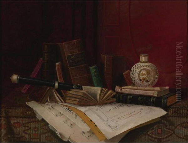 Still Life With Books, Clarinet And Music - view 1