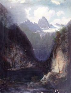 Bergsee Vor Aufragendem Massiv Mit Gletscher