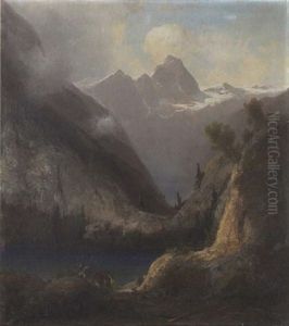 Gebirgssee Mit Hirsch