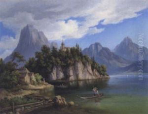 Blick Auf Traunkirchen Mit Dem Traunstein by Friedrich Zahn