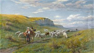Schaferpaar Mit Herde In Der Romischen Campagna