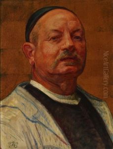 The Artist's Self Portrait With A Golden Background by P.H. Kristian Zahrtmann