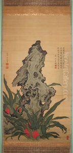 Scholar Stone And Rhodea Japonica