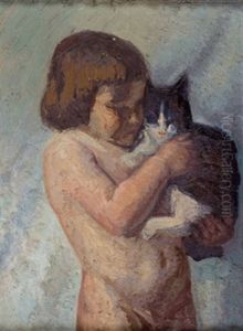 Kind Mit Katze by Emmanuel Zairis