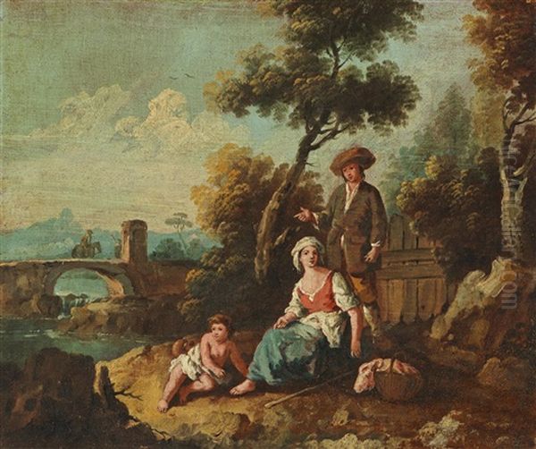 A River Landscape With Shepherds - view 1