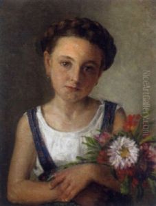 Madchen Mit Sommerblumenstraus Madchen Mit Sommerblumenstraus