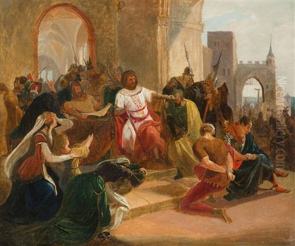 Karel Iv. Richtet Uber Johann Panzer - Studie Zum Gemalde (study) - view 1