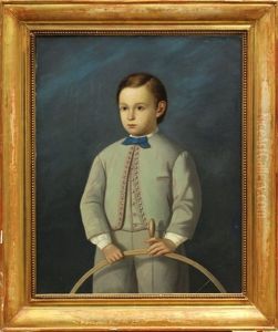 Portrait Of A Young Boy With A Rolling Hoop