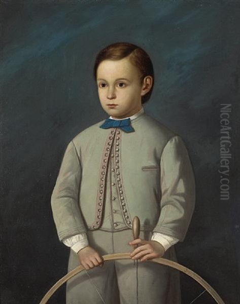 A Portrait Of A Young Boy With His Toy Hoop - view 1