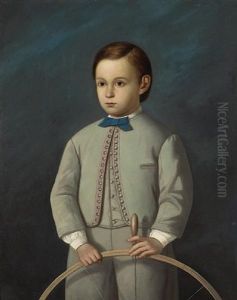 A Portrait Of A Young Boy With His Toy Hoop