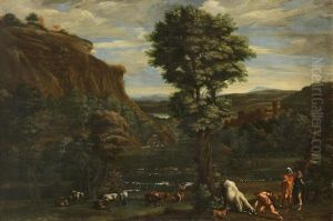 Hercules Fighting Achelous Changed Into A Bull, In A Landscape