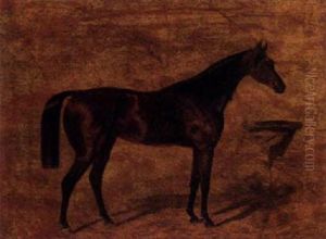 A Dark Brown Horse Before A Manger