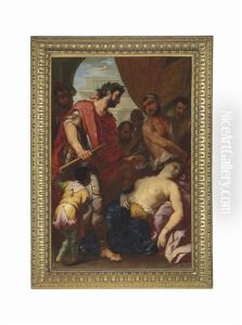 The Head Of Cyrus Brought Before Queen Tomyris; And The Death Of Cleopatra ( 2 Works) by Antonio Zanchi