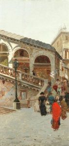 Venetians At The Foot Of The Rialto Bridge