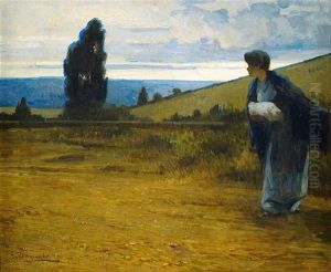 Junge Frau In Fruhabendlicher Landschaft