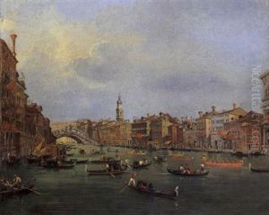 Venezia: Veduta Del Canal Grande Col Ponte Di Rialto